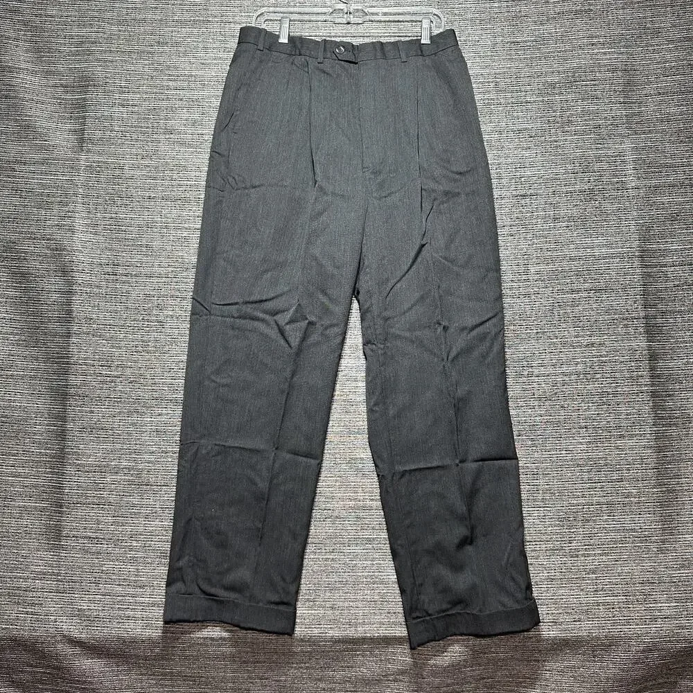 Britches Dress Pants Men's Size 34 R Dark Grey Black 750 Winston Made Italy Wool